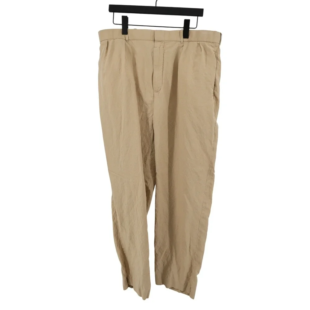 Vintage Polo Ralph‎ Lauren Linen Silk Pleated Pants Tan Mens 36x31 Slacks